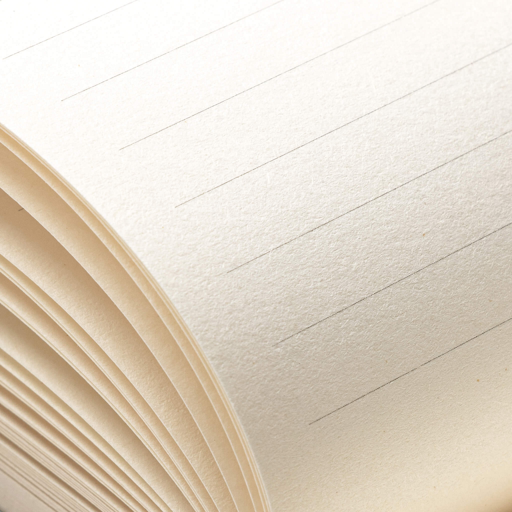 Close-up of basenotes 0960 Notebook showing finely ruled lines on textured cream paper.