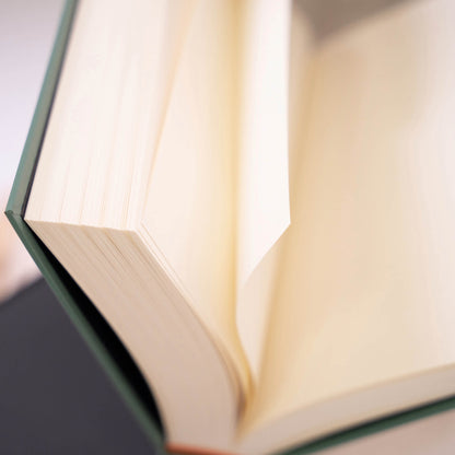 Close-up of open basenotes 0256 Notebook pages showing thick, smooth 70 GSM acid-free paper in natural ivory tone.