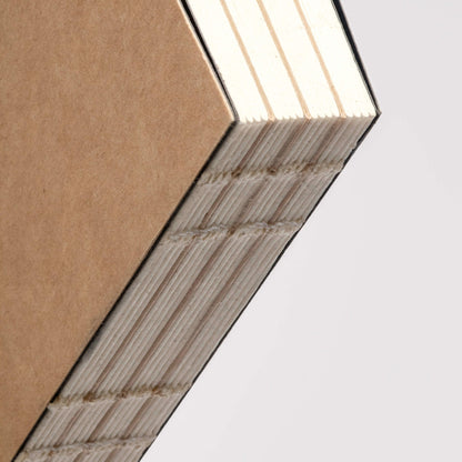 Macro view of the basenotes 0432 Notebook’s exposed thread binding, revealing the precise hand-sewn structure.