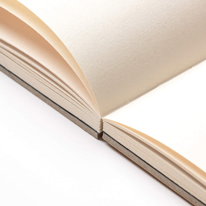Close-up of the basenotes 0880 Notebook’s lay-flat binding showing clean stitching and sturdy construction.