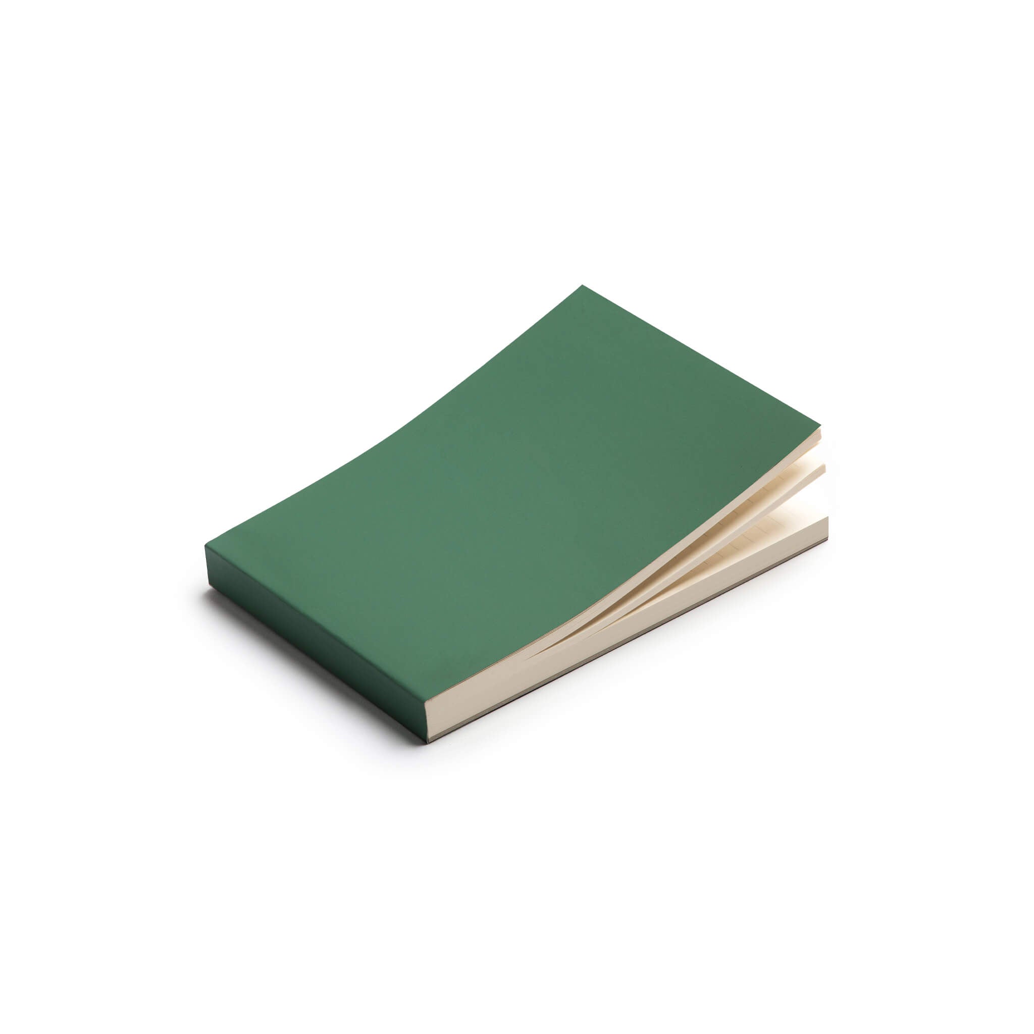 basenotes 0960 Notebook with green cover and lined cream pages, photographed on a white background.