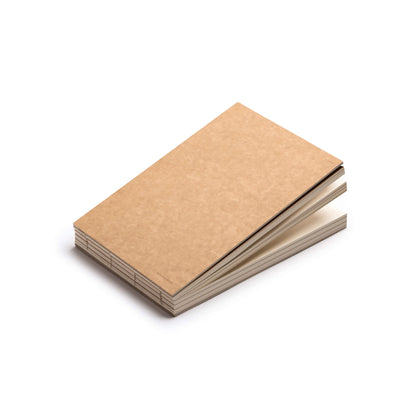 basenotes 2316 kraft sketchbook showing layered paper edges and exposed stitching.