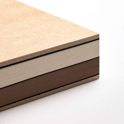 Layered paper edges of the basenotes 2316M Pape rbook showing both Kraft and multimedia paper sections in landscape format.