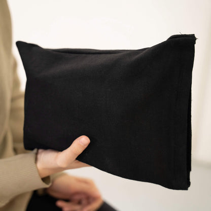 Closed black fabric notebook cover by basenotes, designed to protect A4 and A5 notebooks