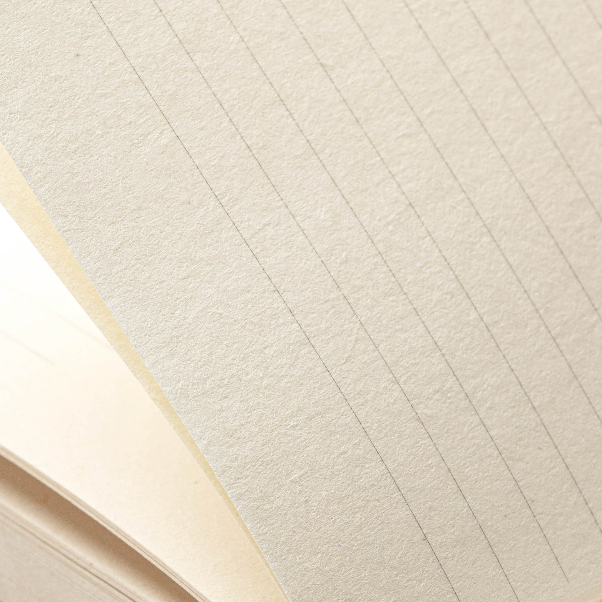 Close-up of basenotes Tracker Notebook lined page, showing the subtle texture of acid-free paper.